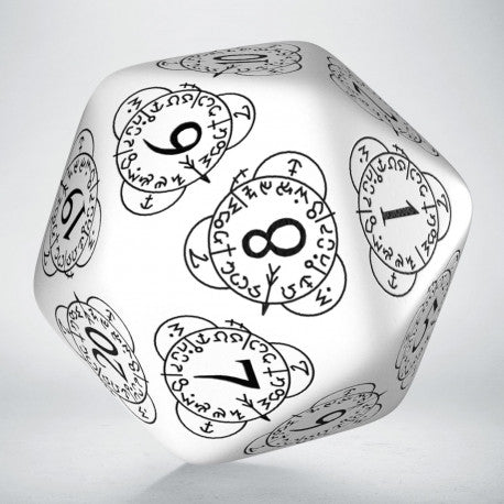 Q Workshop D20 Level Counter Dice - White and Black | Grognard Games