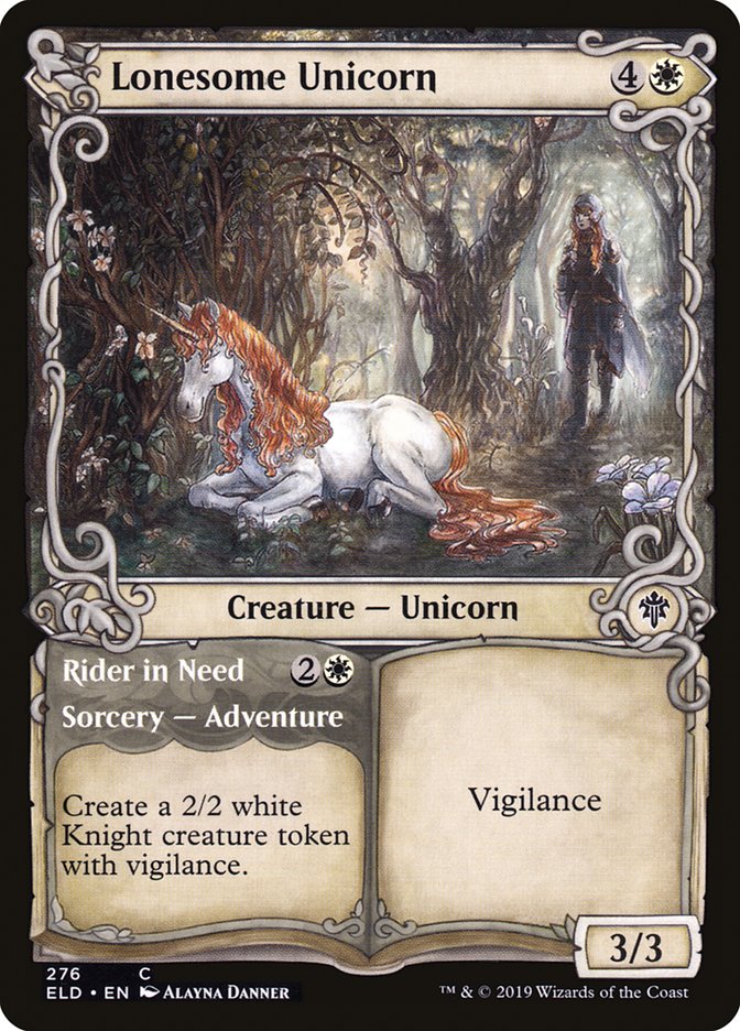 Lonesome Unicorn // Rider in Need (Showcase) [Throne of Eldraine] | Grognard Games