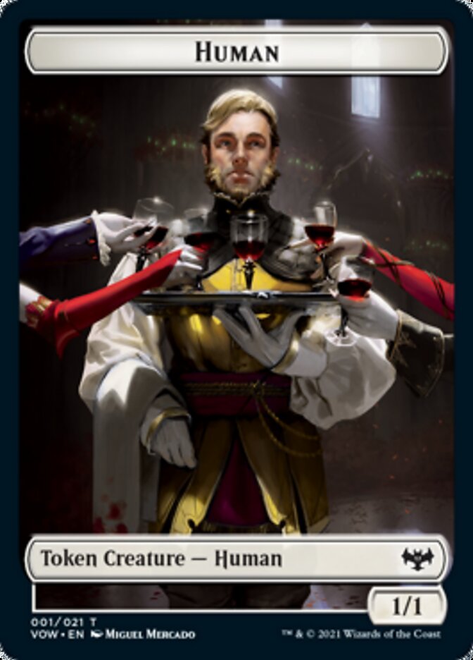 Human (001) // Treasure Double-sided Token [Innistrad: Crimson Vow Tokens] | Grognard Games