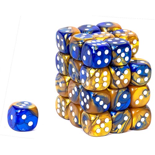 CHX26822 Gemini Blue-Gold/white 36 D6 Set | Grognard Games