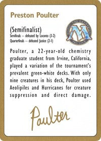 1996 Preston Poulter Biography Card [World Championship Decks] | Grognard Games