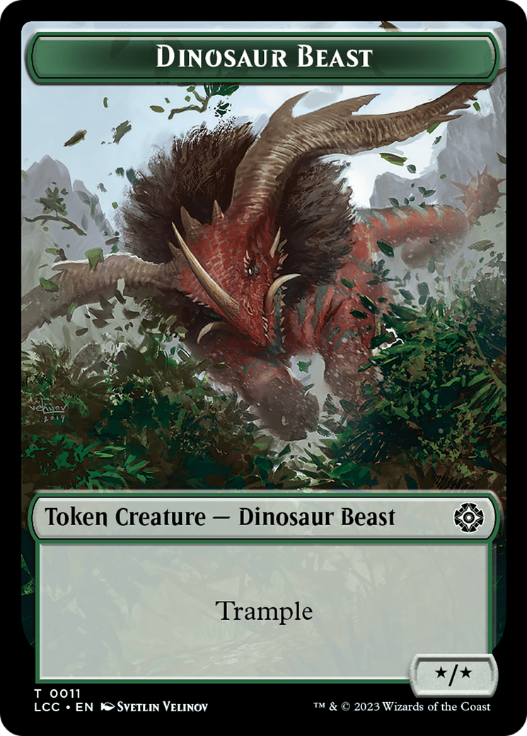 Dinosaur Beast // Dinosaur Double-Sided Token [The Lost Caverns of Ixalan Commander Tokens] | Grognard Games