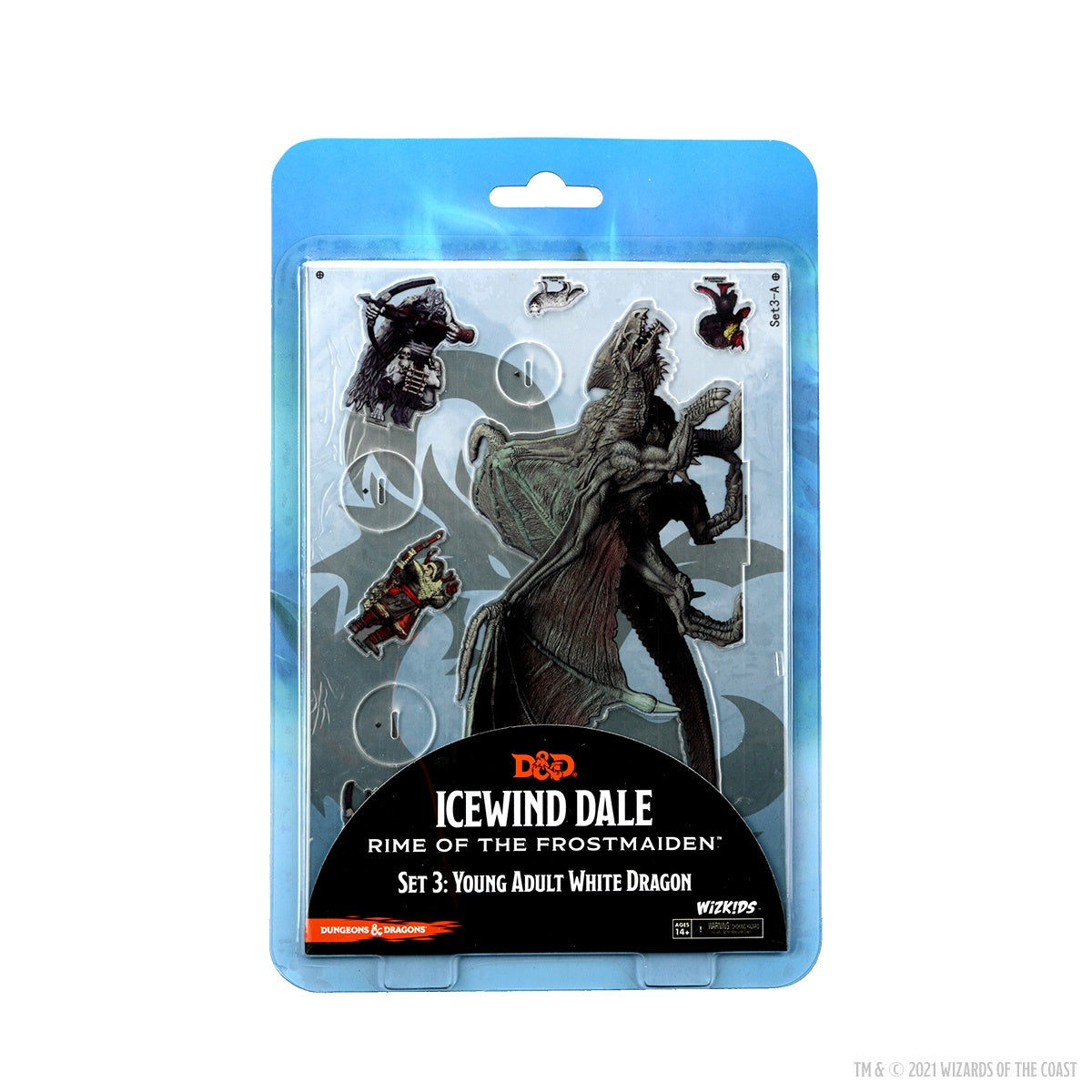 D&D Essentials 2D Minis: Icewind Dale Set 3 - Young Adult White Dragon | Grognard Games