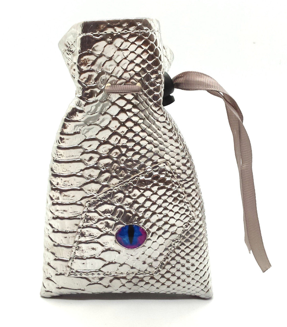 Old School Dice and Accessories Dragon Eye Dice Bag - Silver Dragon | Grognard Games