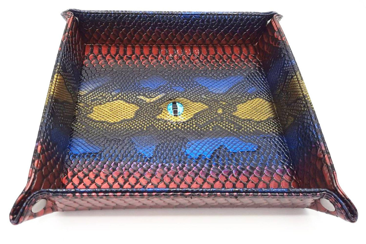 Old School Dice and Accessories Dragon Eye Rolling Tray - Spectral Blue and Gold | Grognard Games