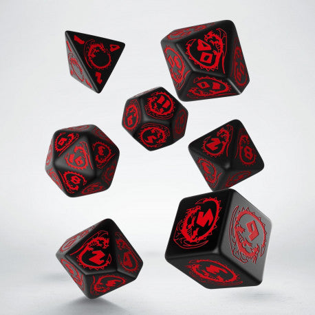 Dragons Black & red Dice Set (7) | Grognard Games