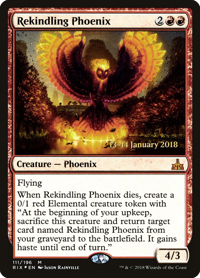 Rekindling Phoenix [Rivals of Ixalan Prerelease Promos] | Grognard Games