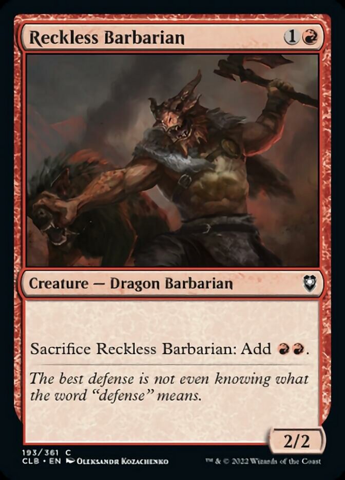 Reckless Barbarian [Commander Legends: Battle for Baldur's Gate] | Grognard Games