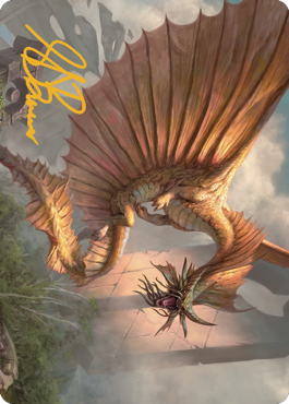 Ancient Gold Dragon Art Card (28) (Gold-Stamped Signature) [Commander Legends: Battle for Baldur's Gate Art Series] | Grognard Games