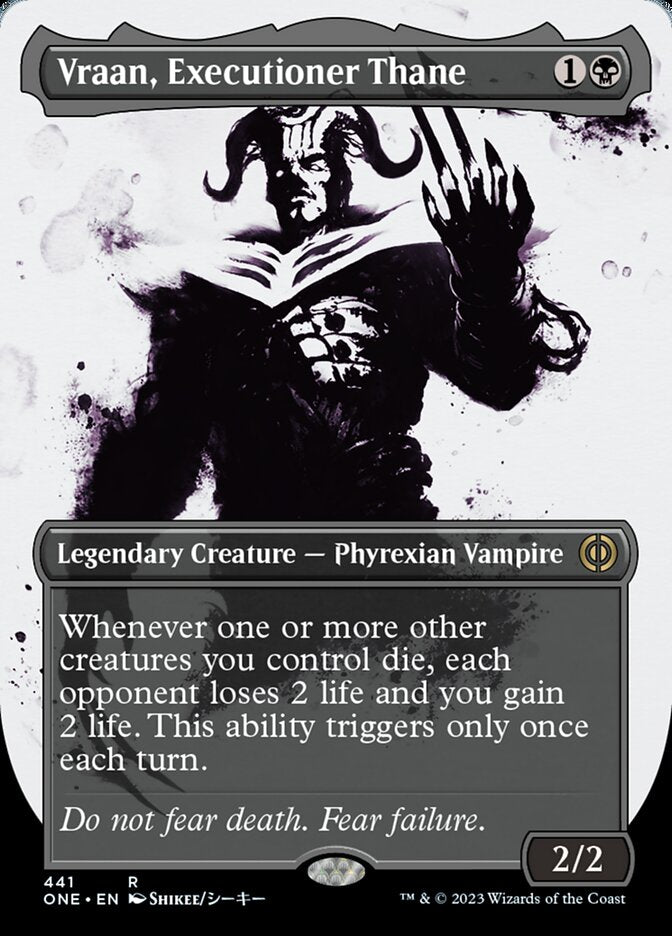 Vraan, Executioner Thane (Borderless Ichor Step-and-Compleat Foil) [Phyrexia: All Will Be One] | Grognard Games