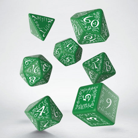 Elvish Green & white Dice Set (7) | Grognard Games