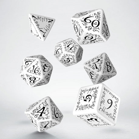 Elvish White & black Dice Set (7 | Grognard Games