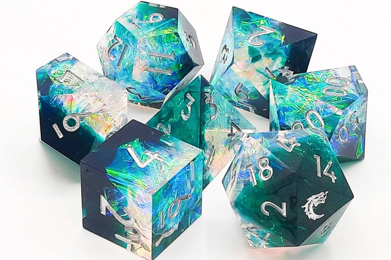 Old School Dice and Accessories Sharp Edged Dice - Emerald Forest Dice Set | Grognard Games