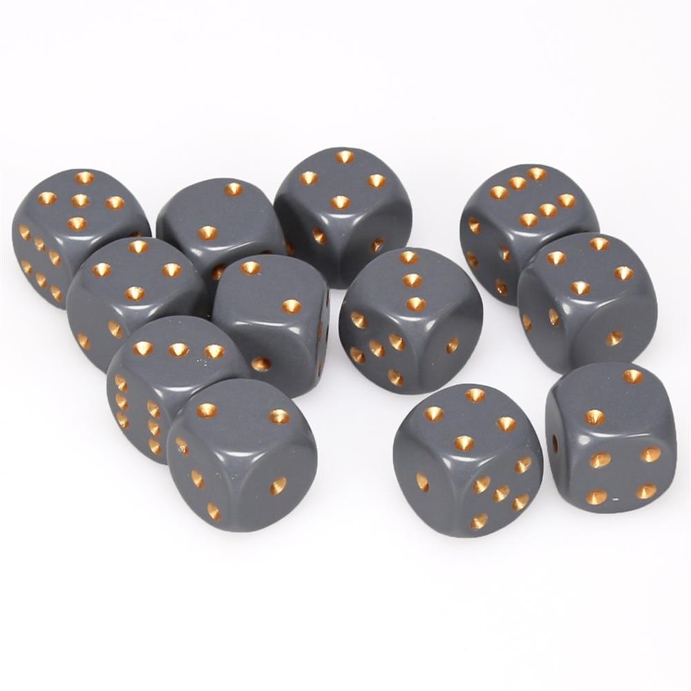 CHX25620 Opaque Dark Grey/Copper 12 D6 set | Grognard Games