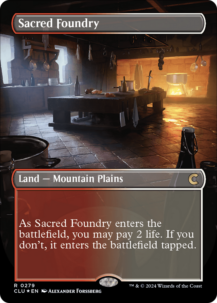 Sacred Foundry (Borderless) [Ravnica: Clue Edition] | Grognard Games