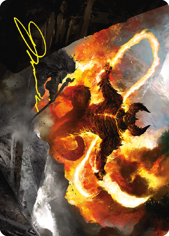 The Balrog, Flame of Udun Art Card (Gold-Stamped Signature) [The Lord of the Rings: Tales of Middle-earth Art Series] | Grognard Games