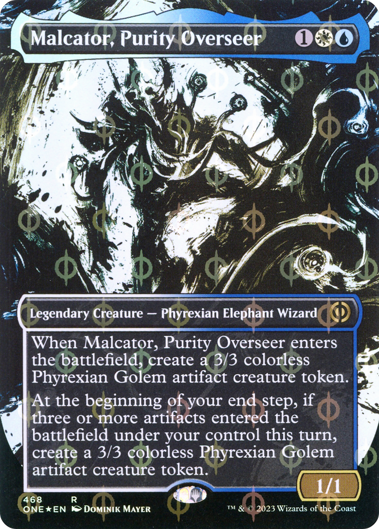 Malcator, Purity Overseer (Borderless Ichor Step-and-Compleat Foil) [Phyrexia: All Will Be One] | Grognard Games