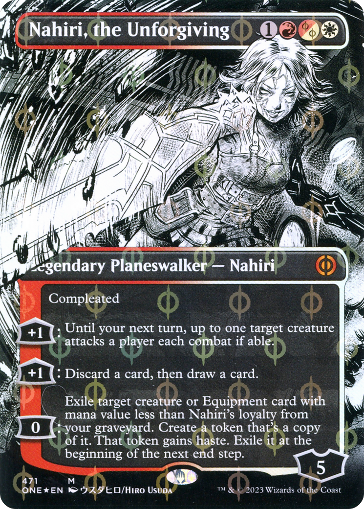 Nahiri, the Unforgiving (Borderless Manga Step-and-Compleat Foil) [Phyrexia: All Will Be One] | Grognard Games