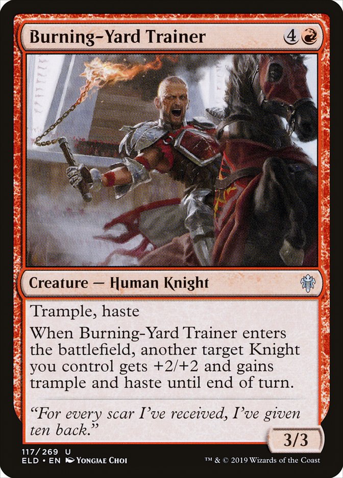 Burning-Yard Trainer [Throne of Eldraine] | Grognard Games