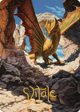 Ancient Brass Dragon Art Card (02) (Gold-Stamped Signature) [Commander Legends: Battle for Baldur's Gate Art Series] | Grognard Games