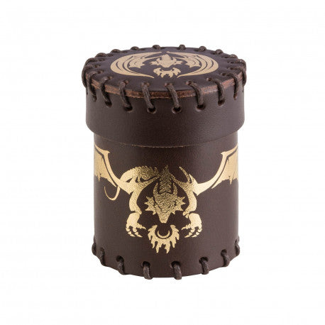 Flying Dragon Brown & golden Leather Dice Cup | Grognard Games