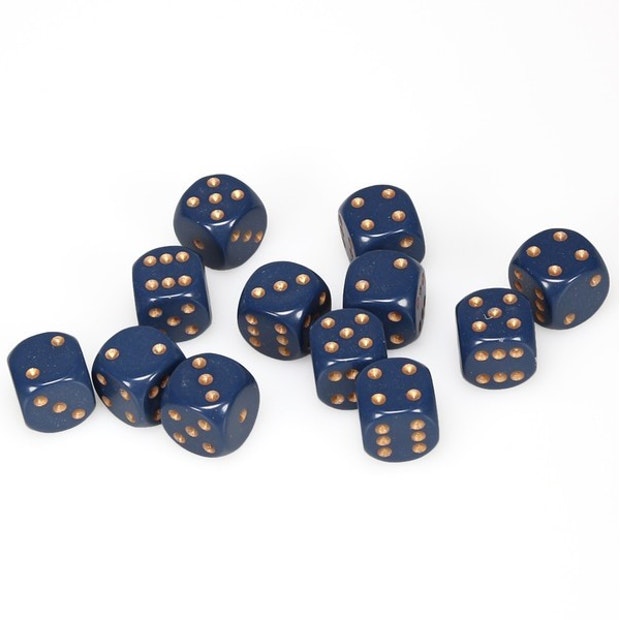 CHX25626 Opaque Dusty Blue/Copper 12 D6 set | Grognard Games