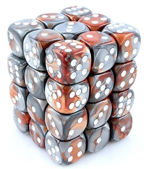 CHX26824 Gemini Copper-Steel/white 36 D6 set | Grognard Games