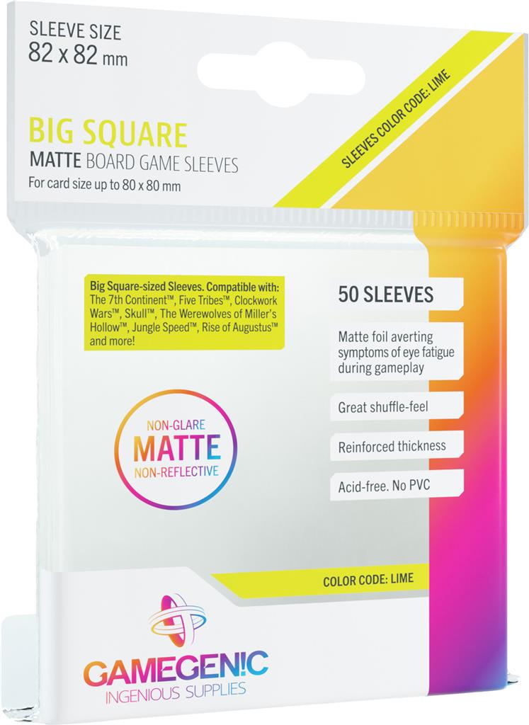 (Lime) MATTE SLEEVES GG1060 : BIG SQUARE (82 X 82 MM) | Grognard Games
