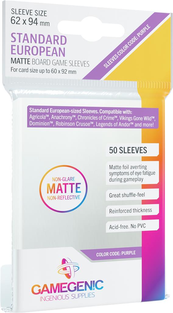 Purple) MATTE SLEEVES GG1064 : STANDARD EUROPEAN (62 X 94 MM) Grognard Games Purple) MATTE SLEEVES GG1064 : STANDARD EUROPEAN (62 X 94 MM) Grognard Games