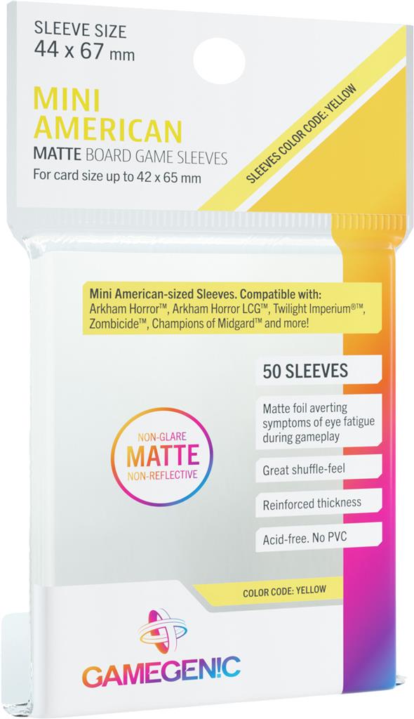 (Yellow) MATTE SLEEVES GG1067: MINI AMERICAN (44 X 67 MM) | Grognard Games