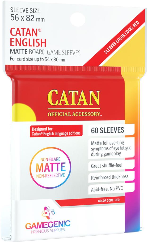 (Red) MATTE SLEEVES  GG1073 : CATAN (56 X 82 MM) | Grognard Games
