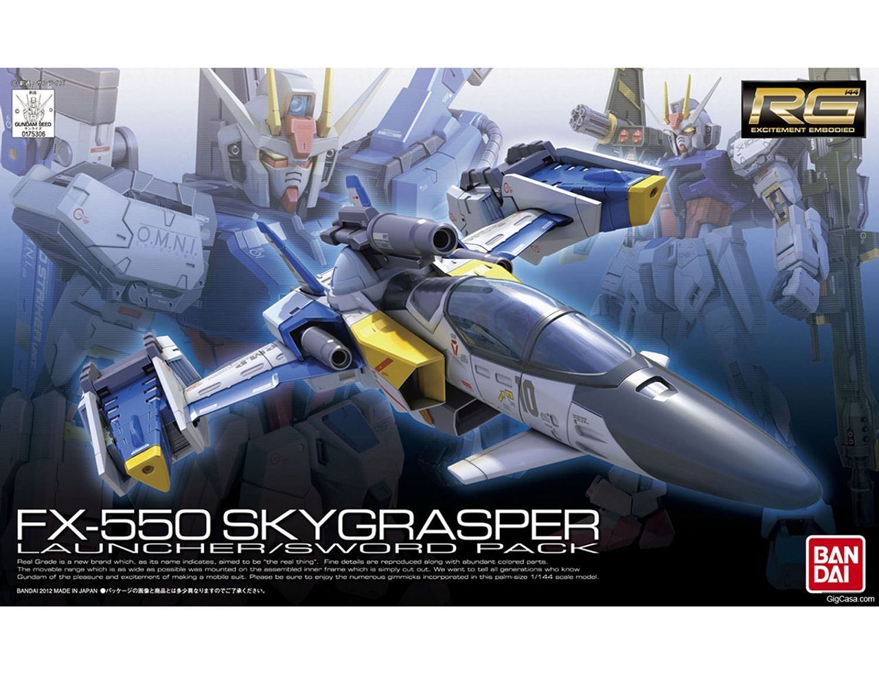 Gundam SEED: RG 1/144 Scale Model Kit - FX-550 Skygrasper with Launcher / Sword Pack | Grognard Games