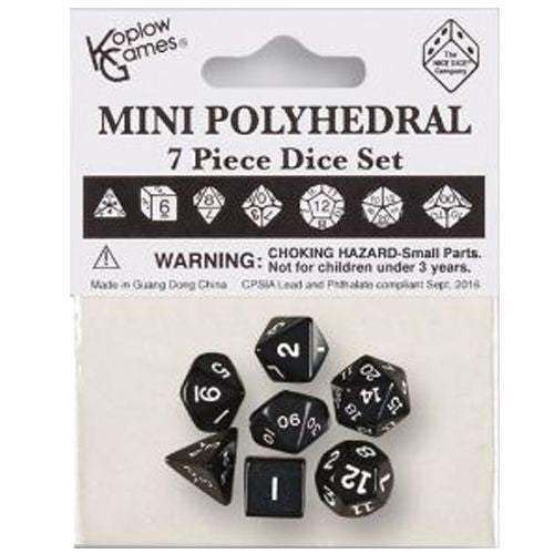 Koplow games Black/White mini 7 die set | Grognard Games