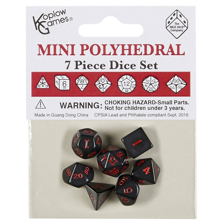Koplow games Black/Red mini 7 die set | Grognard Games