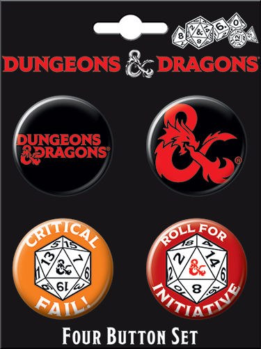 Dungeons and Dragons Dice 4 Button Set | Grognard Games