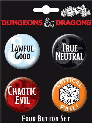 Dungeons and Dragons Alignment 4 Button Set | Grognard Games