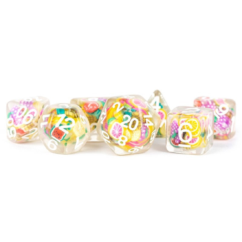 Metallic Dice Games Fruit Dice 16mm Resin Polyhedral Set | Grognard Games