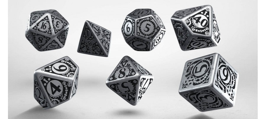 Q Workshop Metal Steampunk Dice Set (7) | Grognard Games