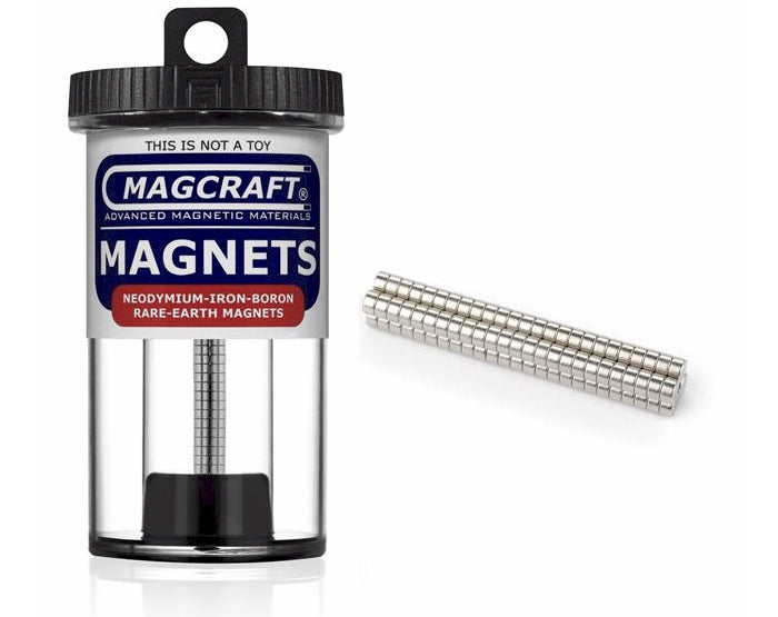 Magcraft Rare Earth disc magnets 1/8" x 1/16" 100 Pack | Grognard Games