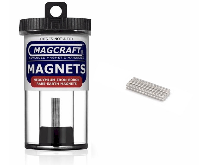 Magcraft Rare Earth disc magnets 1/16" x 1/32" 200 Pack | Grognard Games