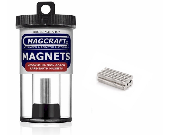 Magcraft Rare Earth disc magnets 1/8" x 1/32" 100 Pack | Grognard Games