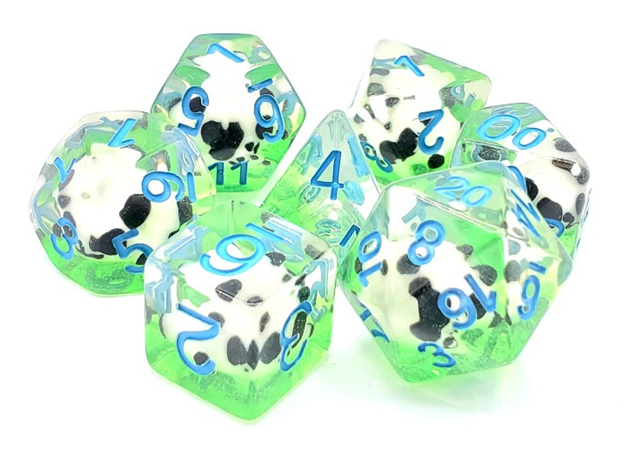 Old School 7 Piece DnD RPG Dice Set: Animal Kingdom - Panda Party | Grognard Games