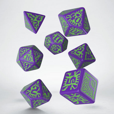 Q Workshop Pathfinder Goblin Purple & green Dice Set | Grognard Games