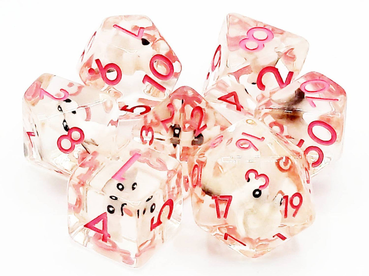 Old School 7 Piece DnD RPG Dice Set: Animal Kingdom - Pink Bunny Rabbit | Grognard Games