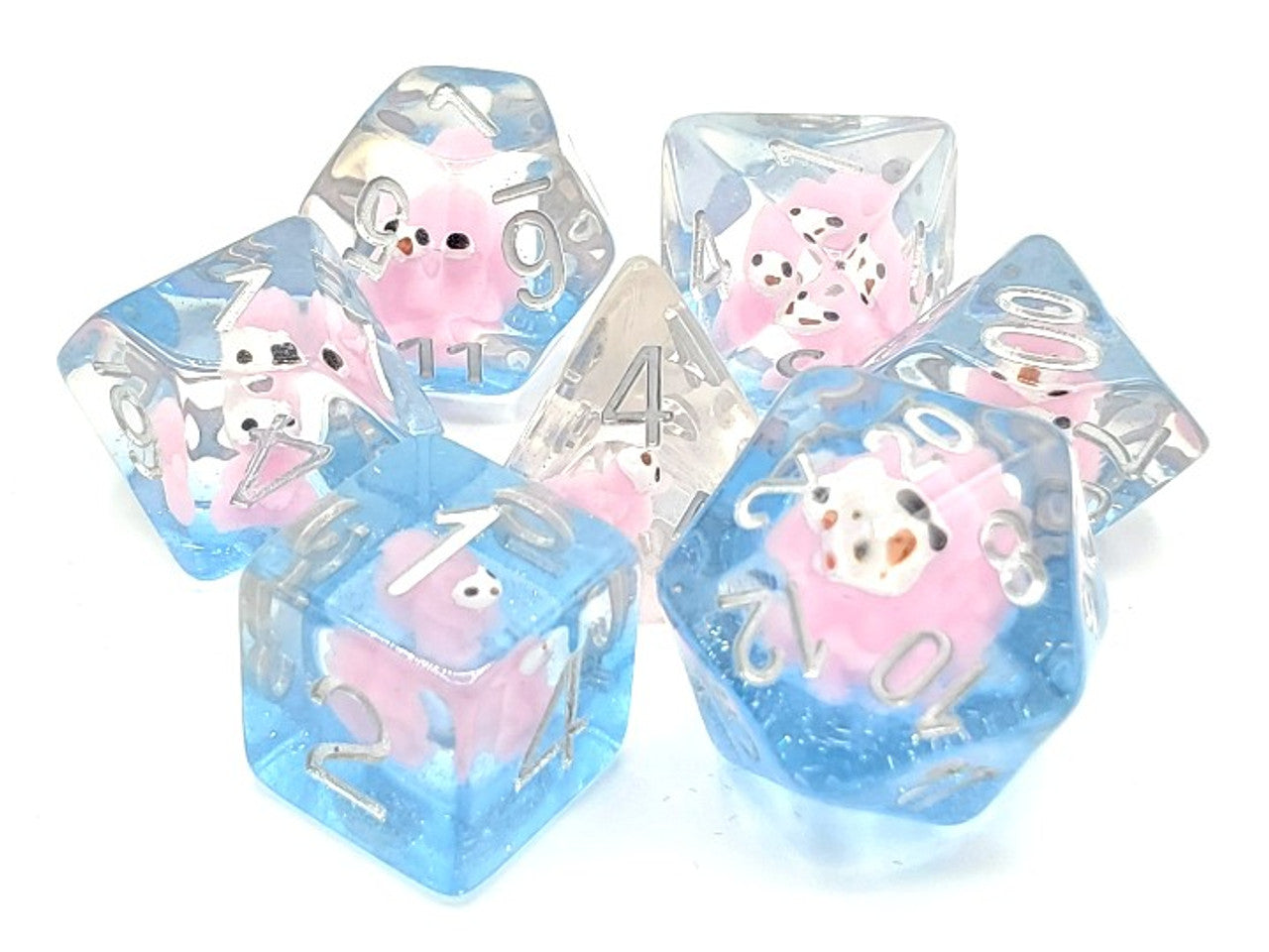 Old School 7 Piece DnD RPG Dice Set: Animal Kingdom - Pink Squirrel | Grognard Games