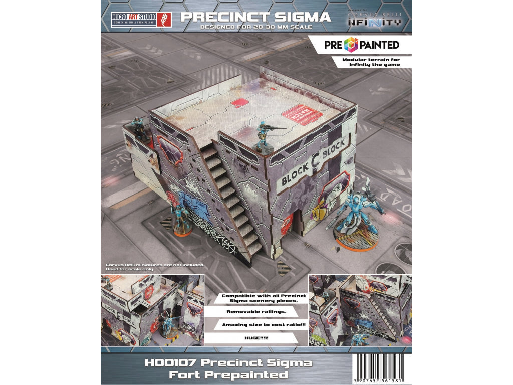 H00107 PPrecinct Sigma Fort (1) PREPAINTED (grey) | Grognard Games