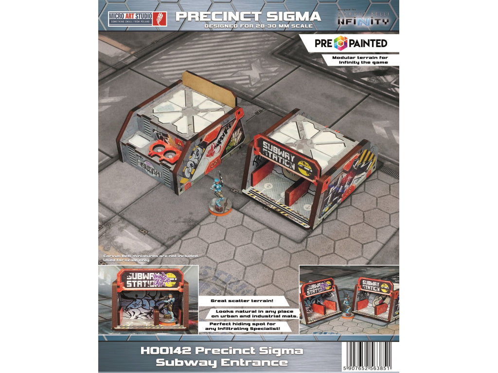 H00142 Precinct Sigma Subway Entrance (2) PREPAINTED (grey) | Grognard Games