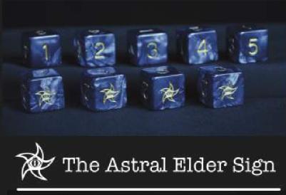Elder Dice: Astral Elder Sign Blue D6 9-die set | Grognard Games