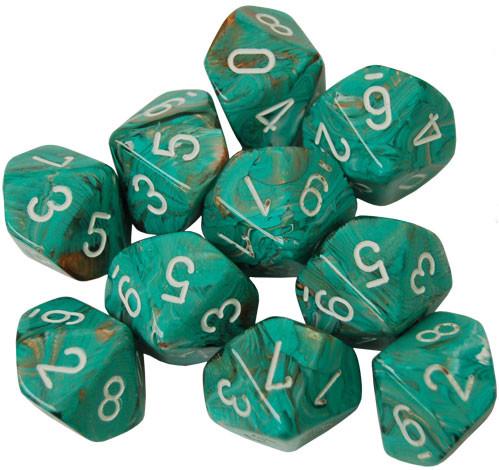 CHX27203 10 D10 Marble Oxi-Copper/White | Grognard Games