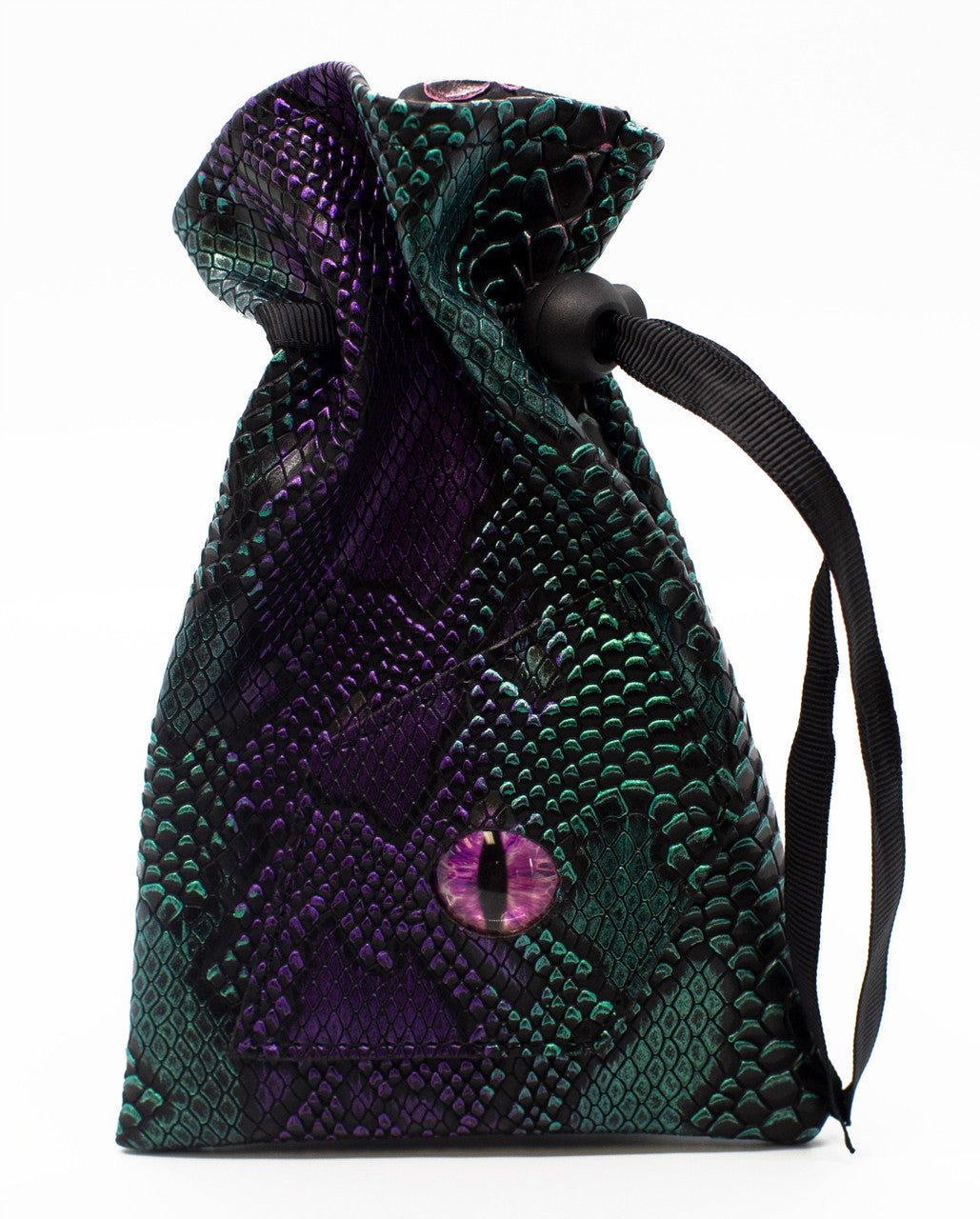Old School Dice and Accessories Dragon Eye Dice Bag - Green and Purple | Grognard Games